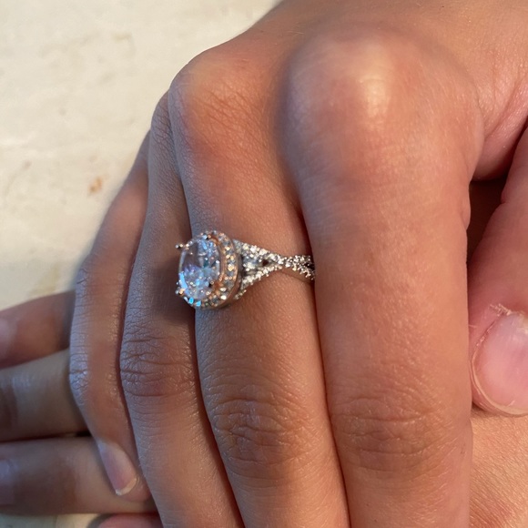 Sterling Silver Two Tone Cz Ring - Picture 9 of 17